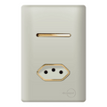 Interruptor 1 Tecla Simples com Tomada 10A Novara Champanhe com Gold