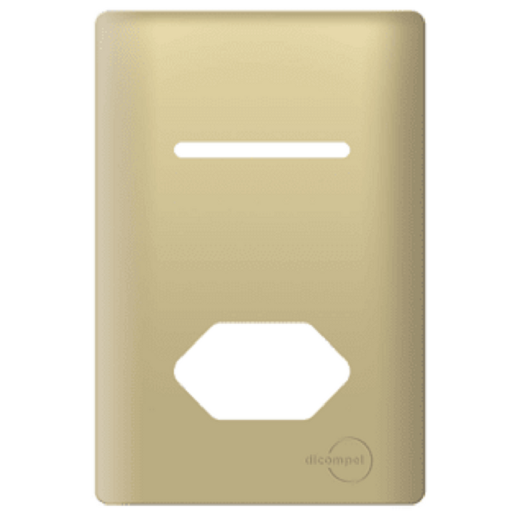 Interruptor 1 Tecla Paralelo com Tomada 10A Novara Dourado com Gold