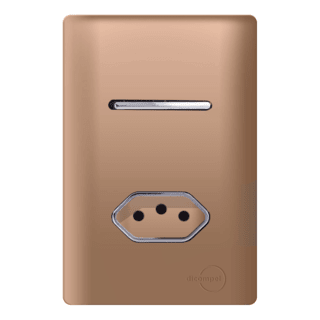 Interruptor 1 Paralelo + Tomada 20A Ouro Rose com Cromado