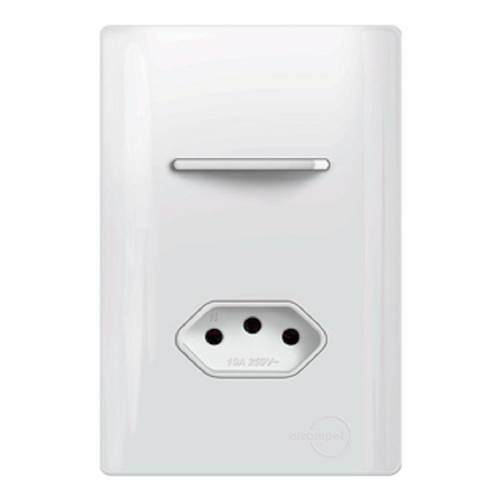 Interruptor 1 Tecla Simples com Tomada 20A Total White