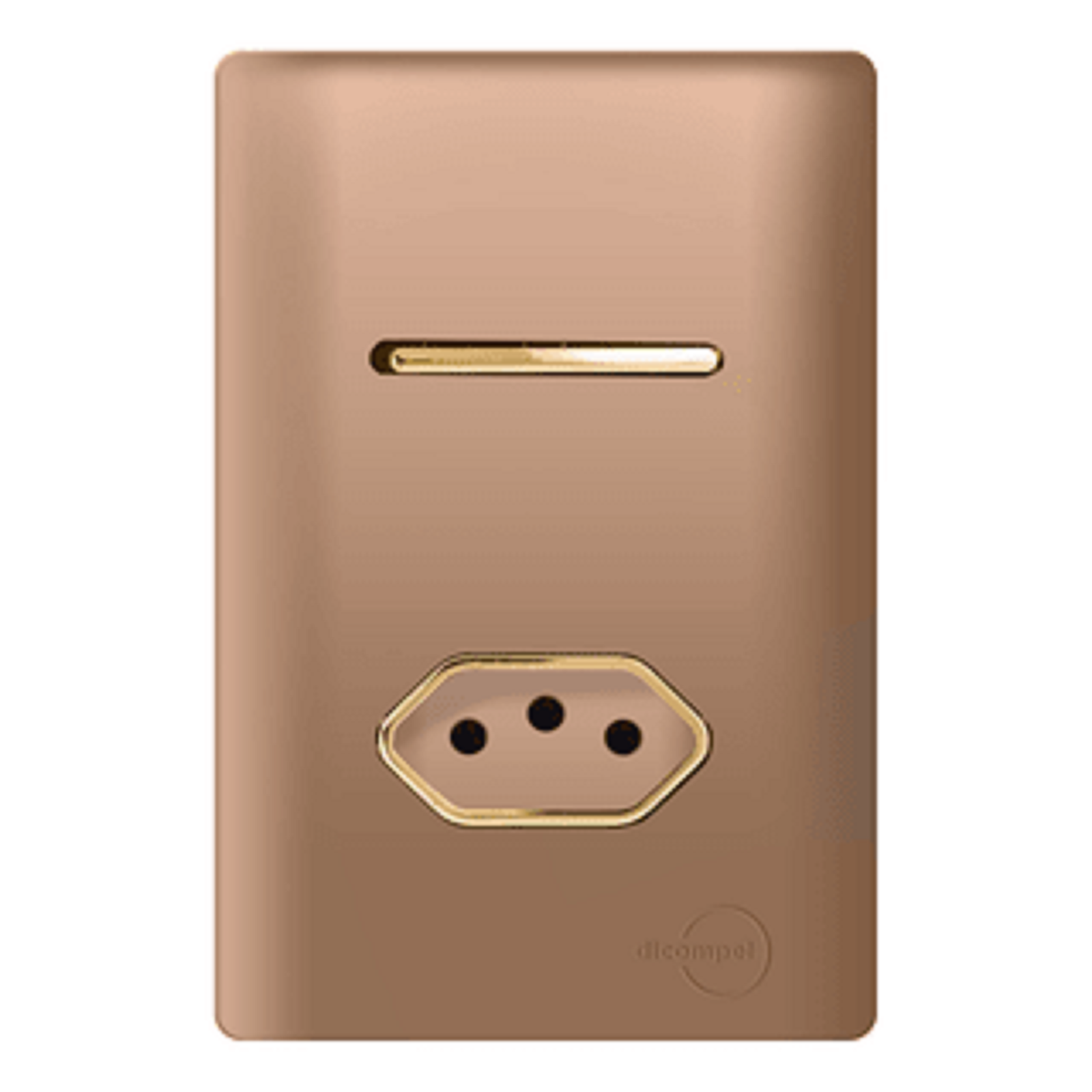 Interruptor Simples + Tomada 20A Novara Ouro Rose Gold