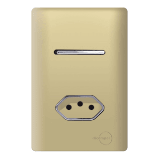 Interruptor 1 Tecla Simples com Tomada 20A Novara Dourado com Cromado