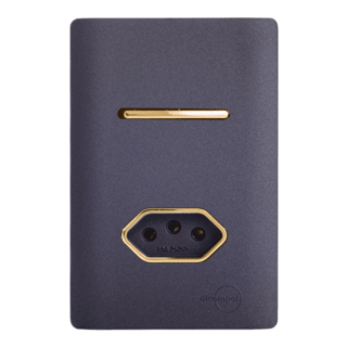 Interruptor Paralelo + Tomada 10A Novara Preto/Grafite com Gold