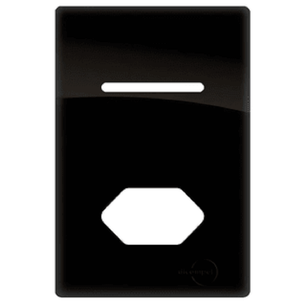 Placa 4x2 p/ 1 Interruptor + 1 Tomada Preto Brilhante Novara