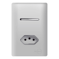 Interruptor 1 Tecla Simples + Tomada 10A Prata com Cromado Novara