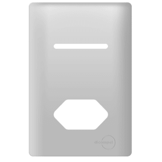 Placa 4x2 p/ 1 Interruptor com 1 Tomada Prata Novara