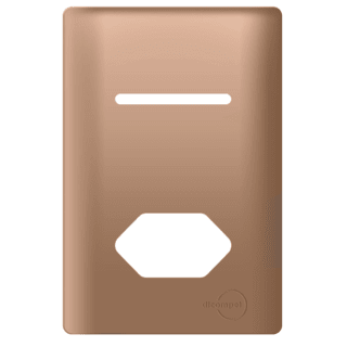 Placa 4x2 p/ 1 Interruptor com Tomada Ouro Rosê