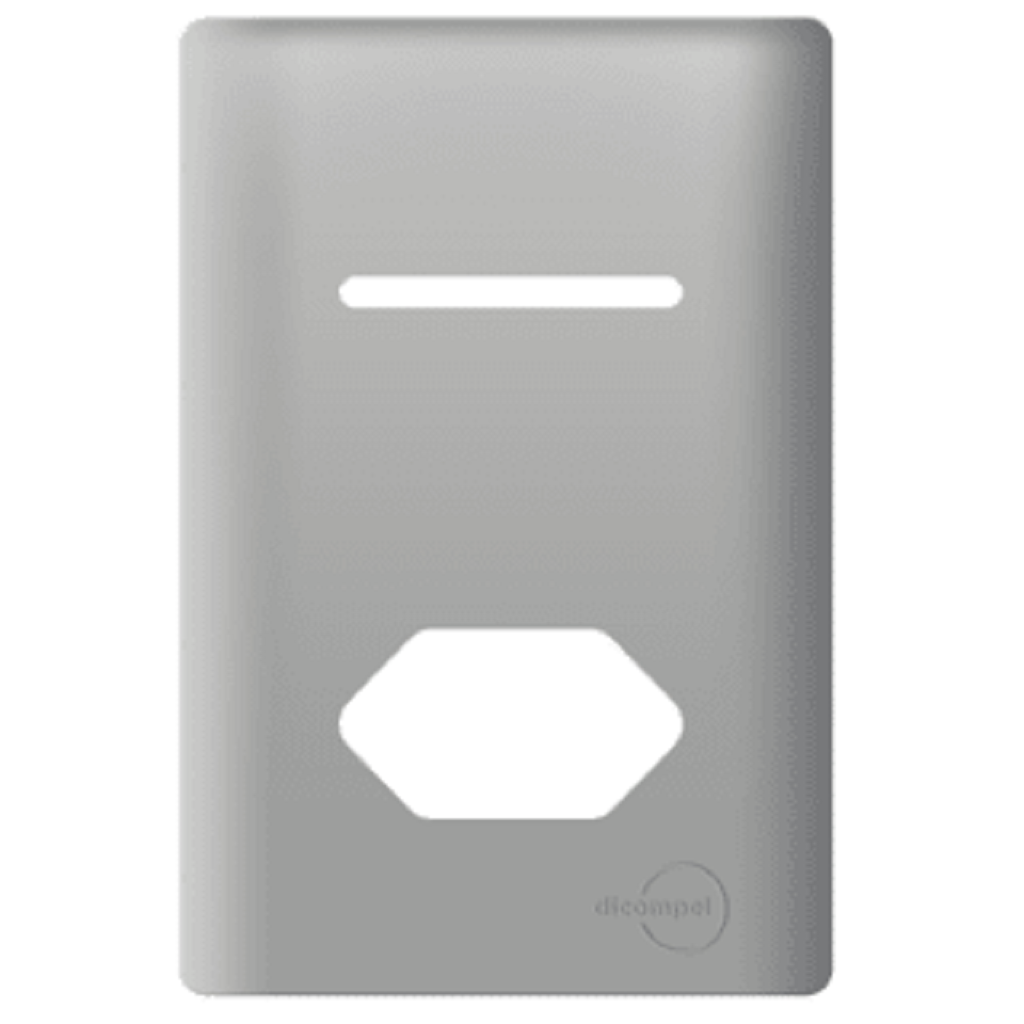 Placa 4x2 P/ 1 Interruptor+ 1 Tomada Aço Novara