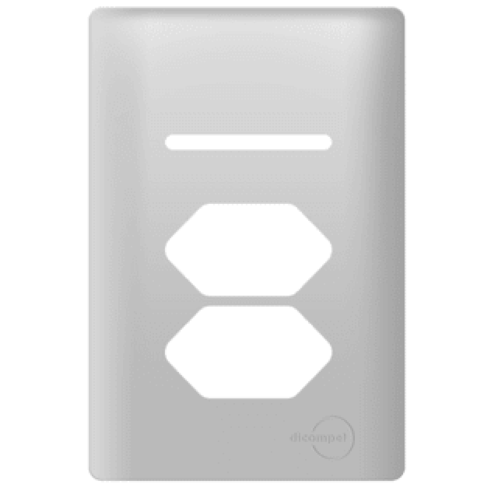 Placa 4x2 p/ 1 Interruptor com 2 Tomada Prata Novara
