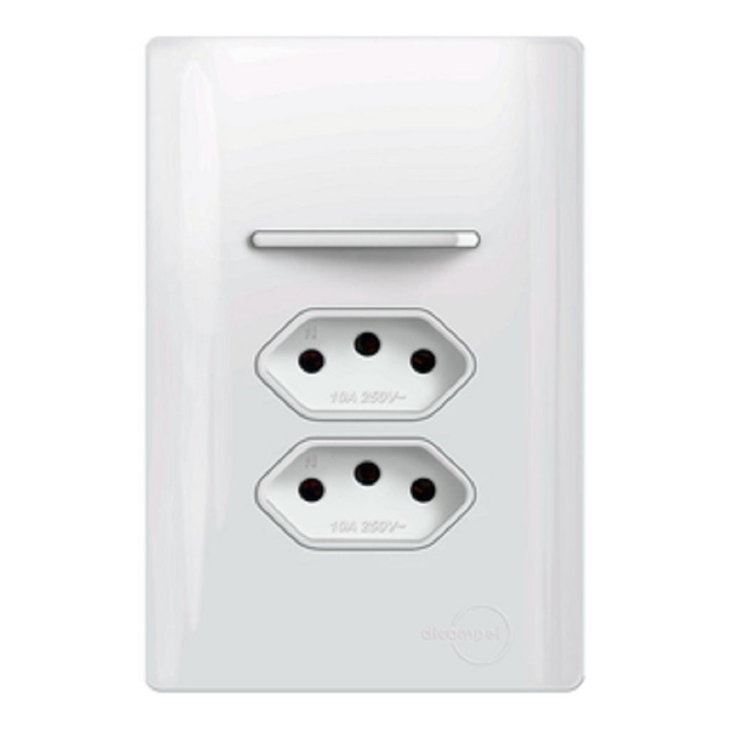 Interruptor Paralelo + 2 Tomada 10A Total White