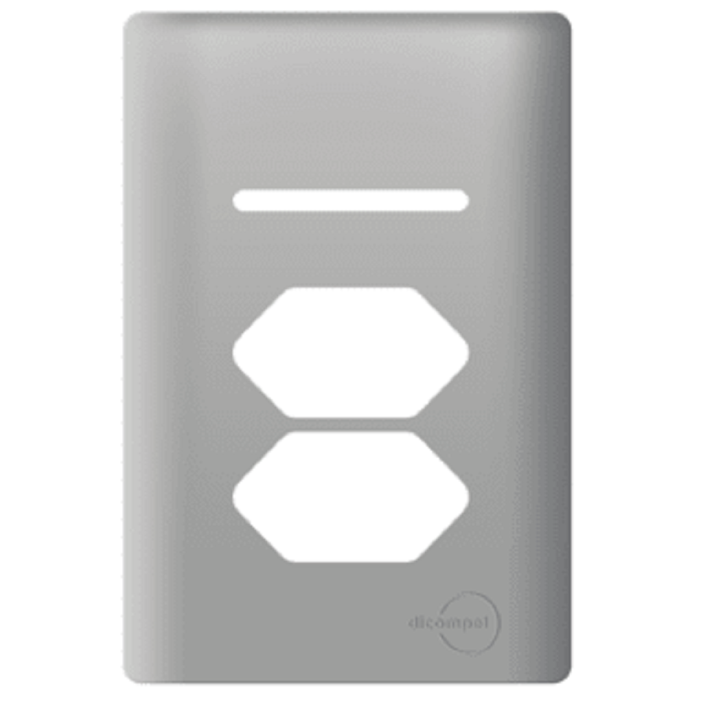 Placa 4x2 P/ 1 Interruptor+ 2 Tomadas Aço Novar