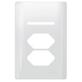 Placa 4x2 para 1 Interruptor e 2 Tomadas Branco Brilhante