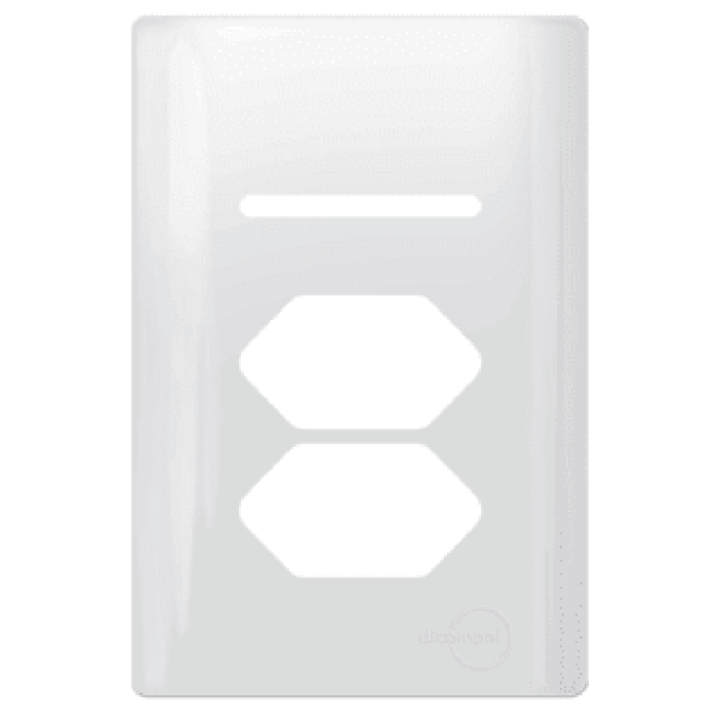 Placa 4x2 para 1 Interruptor e 2 Tomadas Branco Brilhante