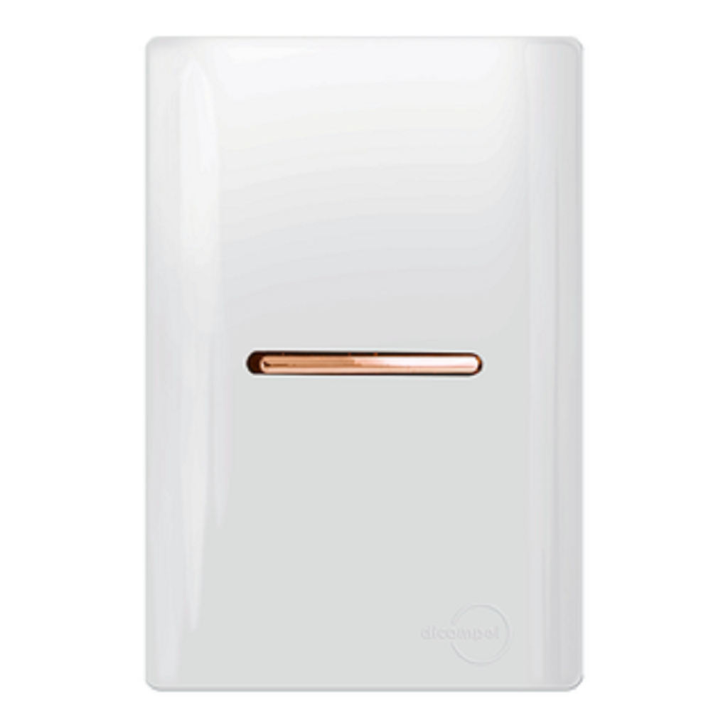 Interruptor 1 Tecla Paralela Horizontal Branca com Ouro Rose