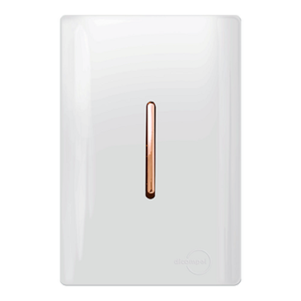 Interruptor 1 Tecla Paralela Vertical Branca com Ouro Rose