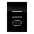 Interruptor 2 Teclas Simples com Tomada 10A Preto Brilhante
