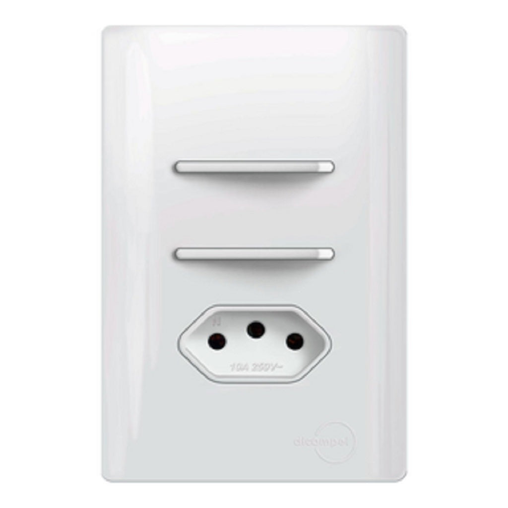 Interruptor 2 Teclas Paralelas com Tomada 20A Total White