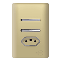 Interruptor 2 Teclas Simples com Tomada 20A Novara Dourado com Cromado