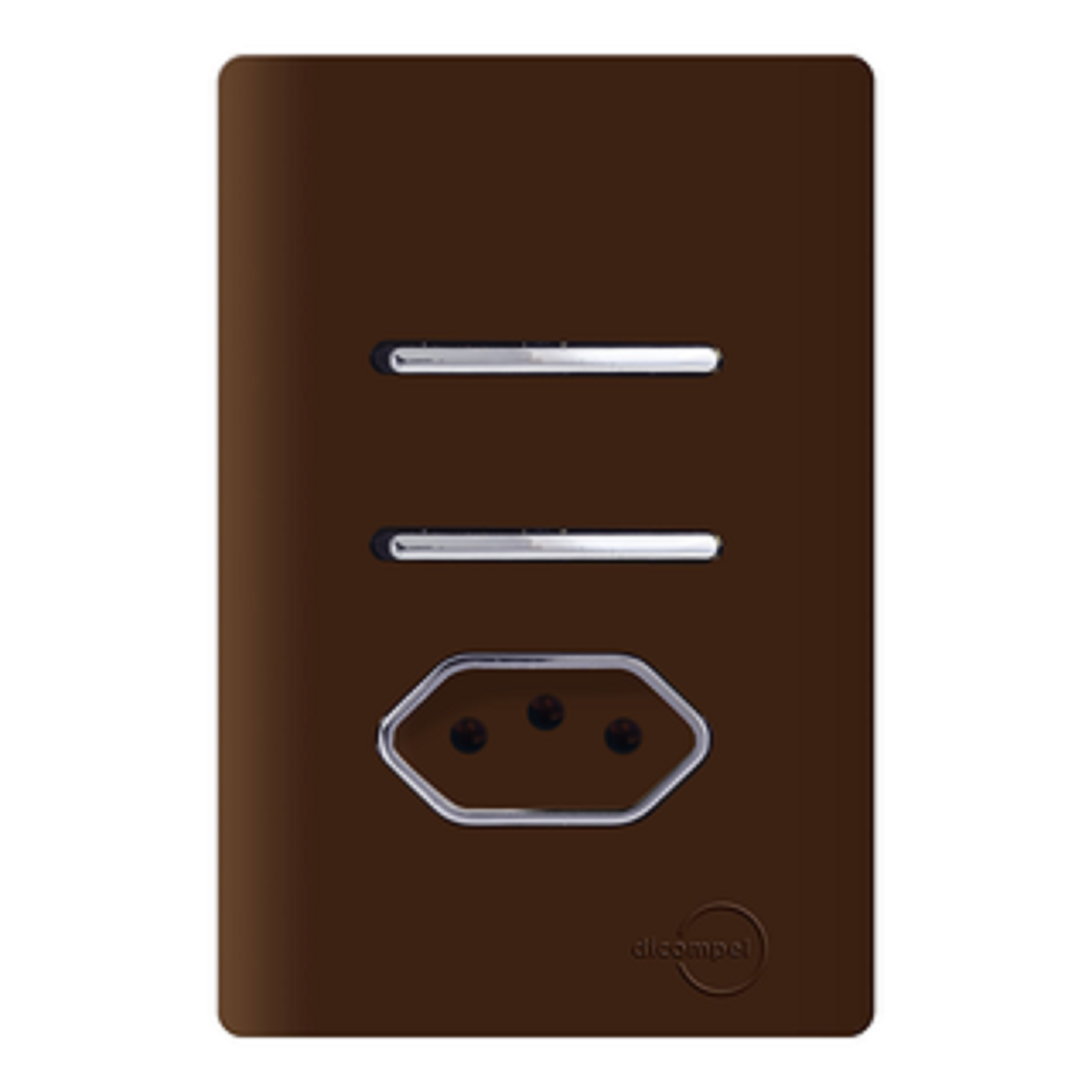 Interruptor 2 Teclas Simples Com Tomada 20a Novara Marrom Fosco com Cro