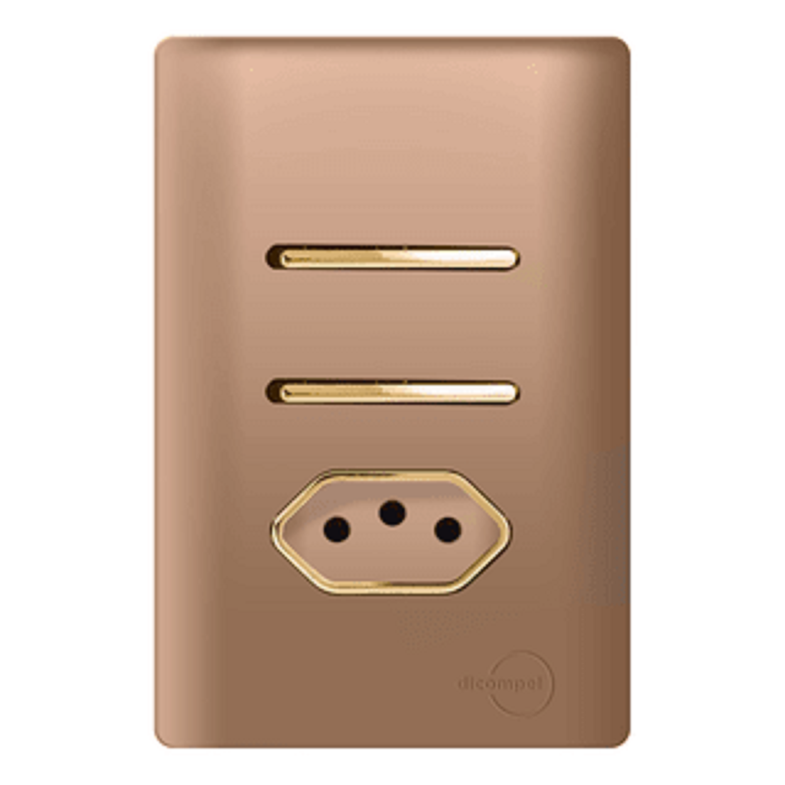 Interruptor Duplo Simples + Tomada 20A Novara Ouro Rose Gold