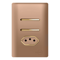 Interruptor Duplo Paralelo + Tomada 10A Novara Ouro Rose Gold