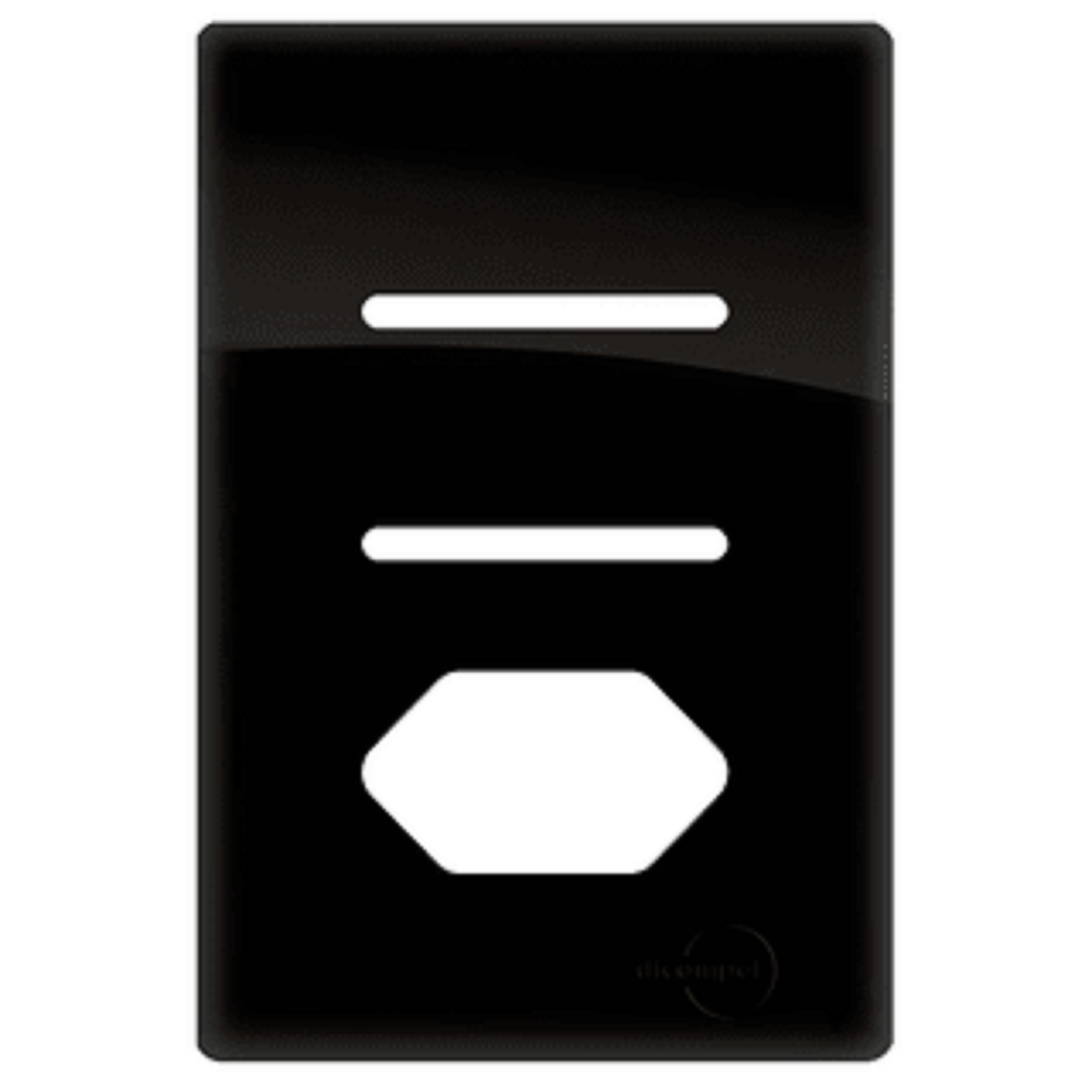 Placa 4x2 p/ 2 Interruptores + 1 Tomada Preto Brilhante Novara