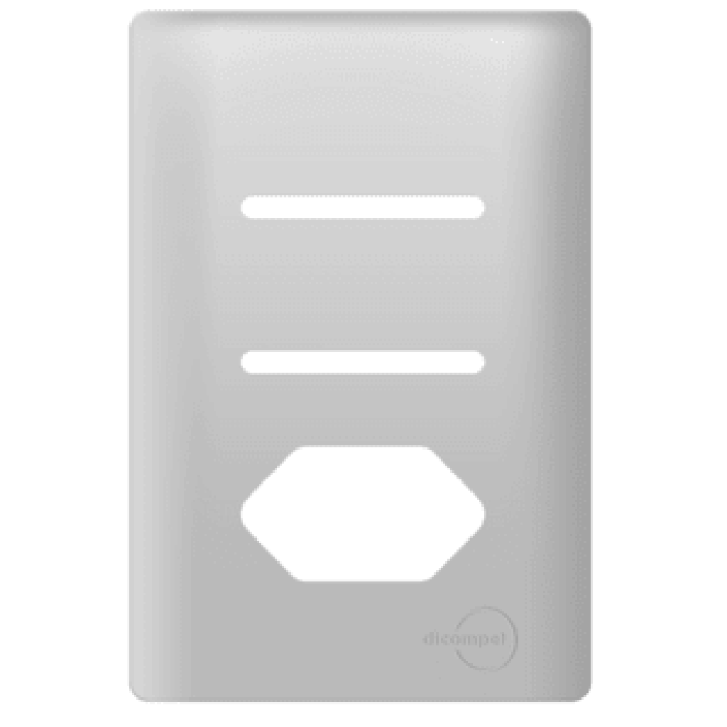 Placa 4x2 p/ 2 Interruptor com 1 Tomada Prata Novara