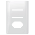 Placa 4x2 p/ 2 Interruptor com 1 Tomada + Suporte - Novara Branco Brilhante