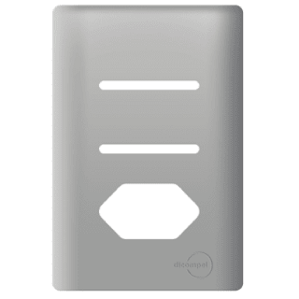 Placa 4x2 P/ 2 Interruptores+ 1 Tomada Aço Novara