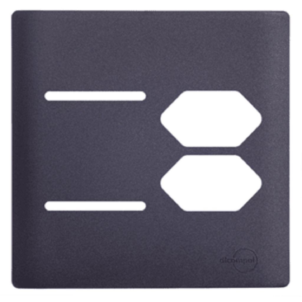 Placa 4x4 p/ 2 Interruptores e 2 Tomadas Preto/Grafite Novara