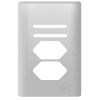 Placa 4x2 p/ 2 Interruptor e 2 Tomadas Prata Novara