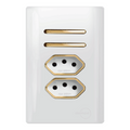 Interruptor 2 Teclas Simples com 2 Tomadas 10A Novara Branco Gold