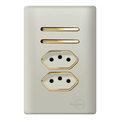 Interruptor 2 Teclas Simples com 2 Tomadas 20A Novara Champanhe Gold 4x2