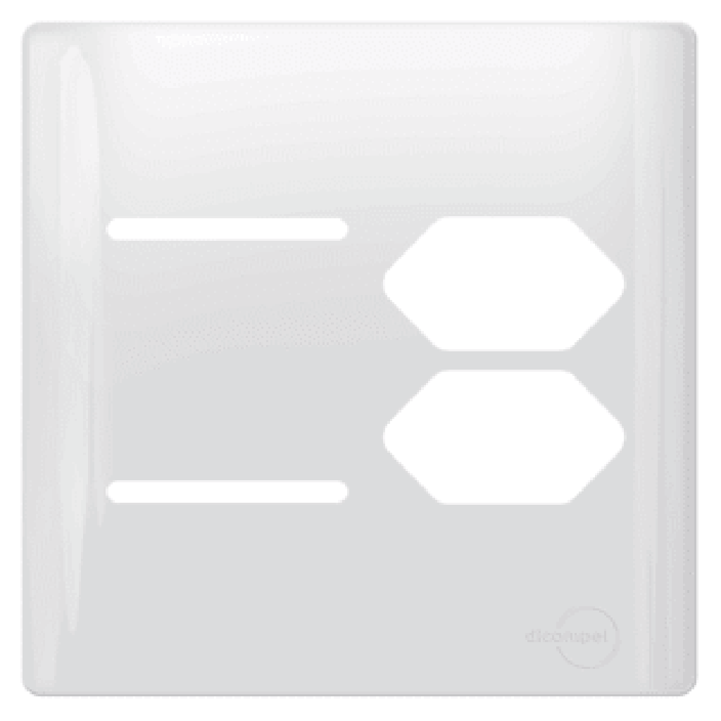 Placa 4x4 P/ 2 Interruptor e 2 Tomadas Branca Novara