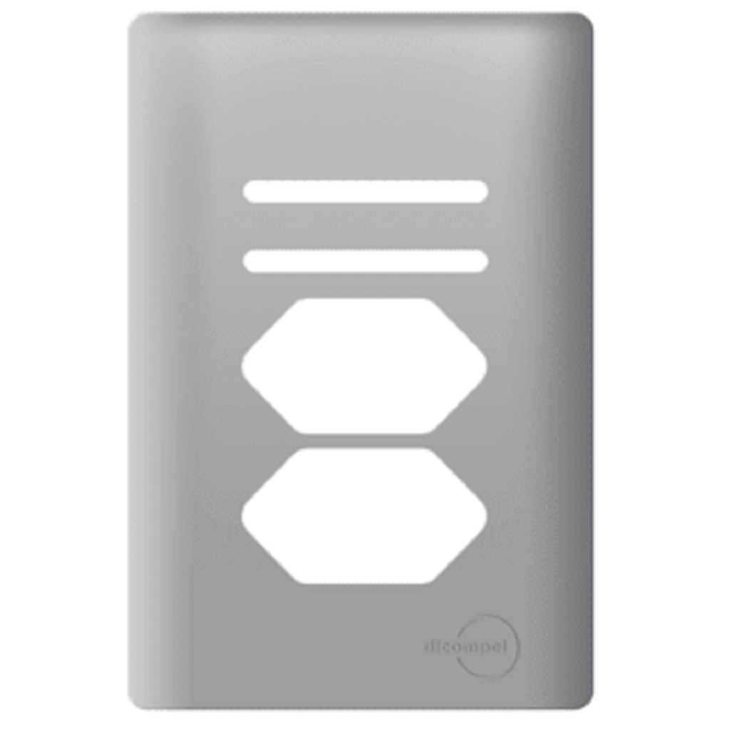 Placa 4x2 P/ 2 Interruptores+ 2 Tomadas Aço Novara