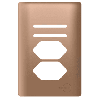 Placa 4x2 p/ 2 Interruptores com 2 Tomadas Ouro Rosê