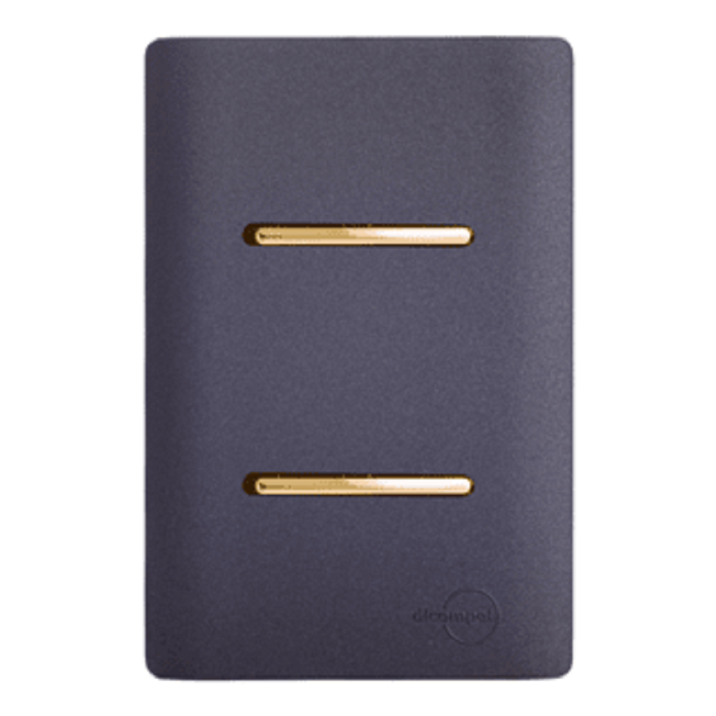 Interruptor Duplo 1 Simples 1 Paralelo Novara Preto/Grafite com Gold