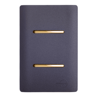 Interruptor Duplo Simples Novara Preto/Grafite com Gold