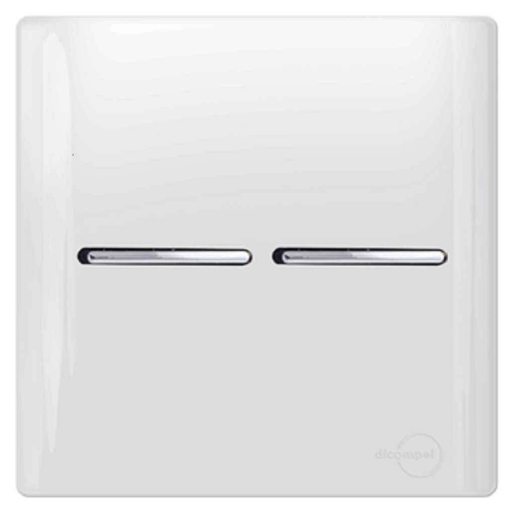 Conjunto 4x4 com 2 Teclas Paralelas - Branco com Cromado