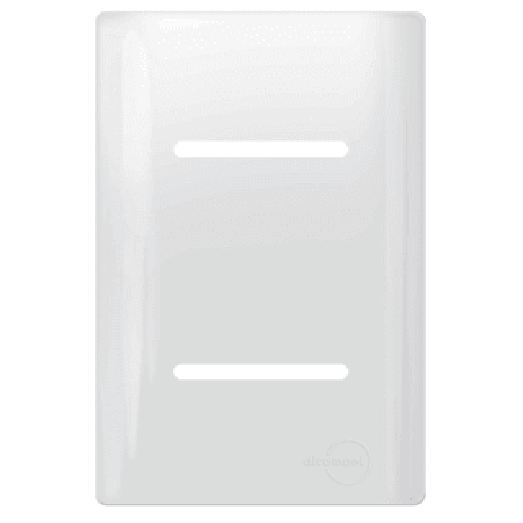 Placa 4x2 para 2 Interruptores Horizontais + Suporte - Novara Branco Brilhante