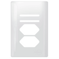 Placa 4x2 p/ 2 Interruptor e 2 Tomadas + Suporte - Novara Branco Brilhante