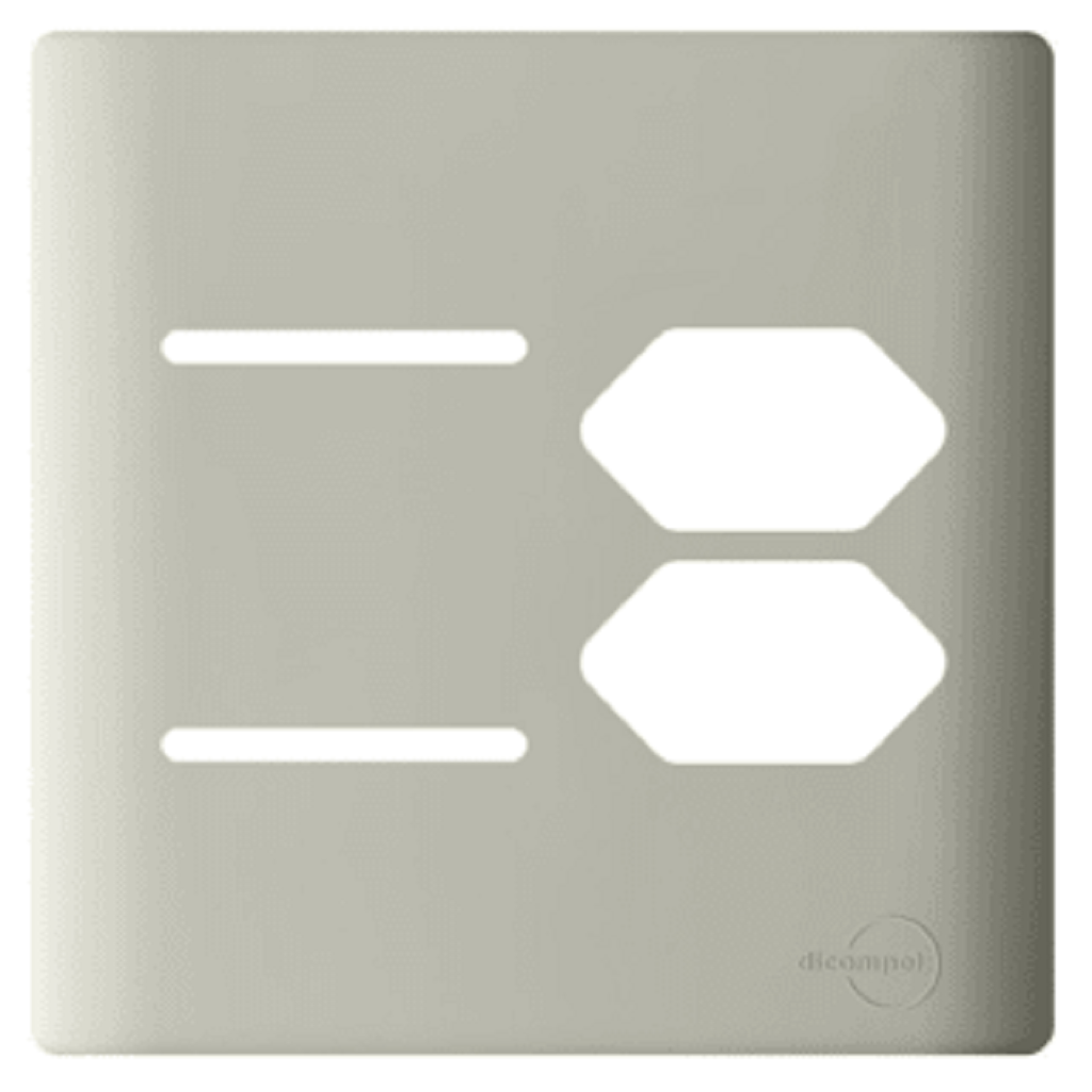 Placa 4x4 para 2 Interruptores e 2 Tomadas + Suporte - Novara Champanhe
