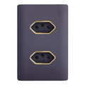 Tomada Dupla 10A Preto/Grafite com Gold
