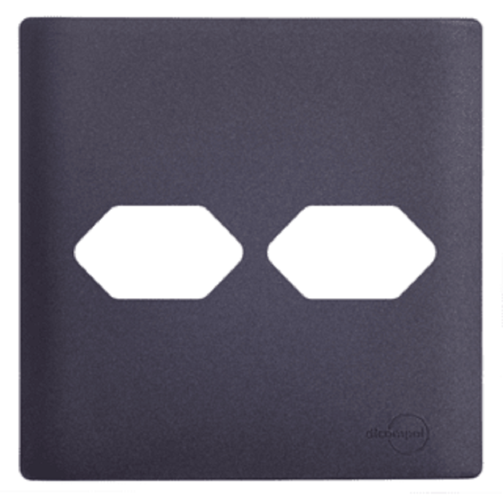 Placa 4x4 P/ 2 Tomadas Preto/Grafite Novara