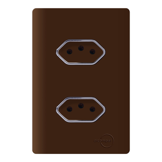 Tomada Dupla 20a Novara Marrom Fosco
