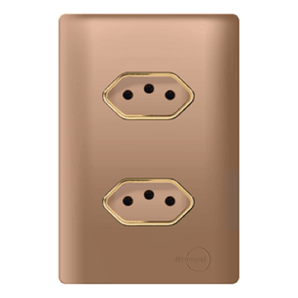 Tomada Dupla 20A Novara Ouro Rose Gold