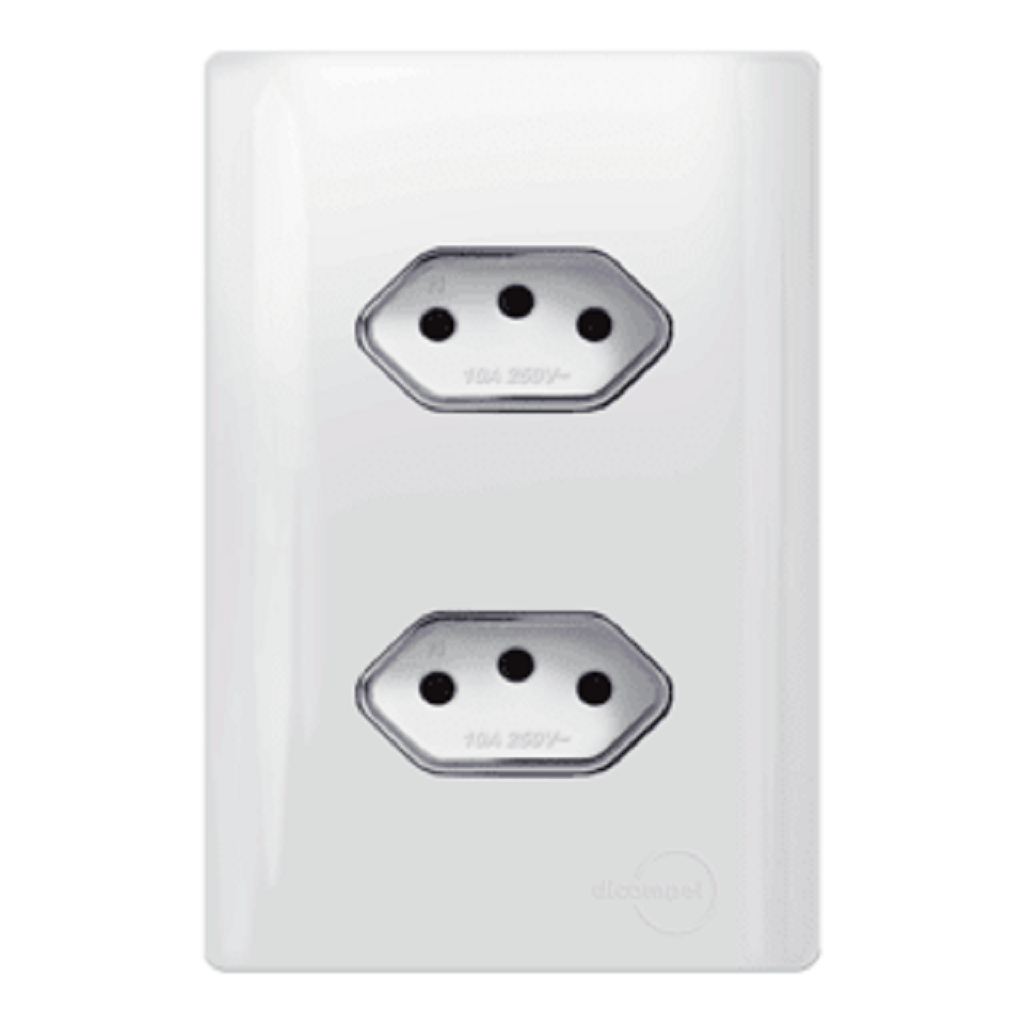 Tomada Dupla 1 10A e 1 20A Branco com Cromado