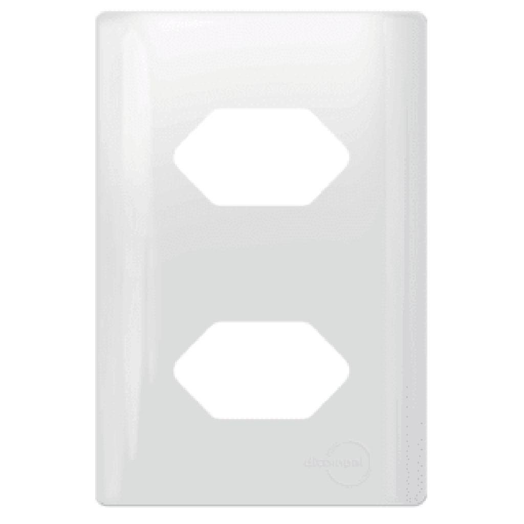 Placa 4x2 para Tomada Dupla + Suporte - Novara Branco Brilhante
