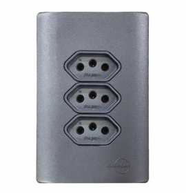 Tomada Tripla 20A Novara Preto Grafite Total