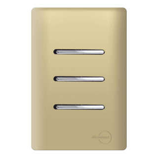Interruptor Triplo Simples Novara Dourado com Cromado